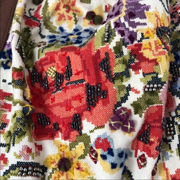 Anthropologie | Embroidered Floral Antique Vintage inspired purse bag satchel - Picture 3 of 7